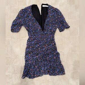 Astr Floral Print Dress - Black and Blue